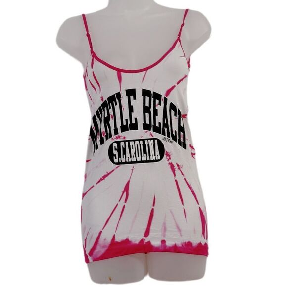 White and Pink Fitted Camisole with Adjustable Straps - Picture 1 of 5
